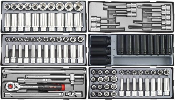 FORCE 10318C-437 Jumbo serie gereedschapswagen gevuld (437 delig) Zwart-21885