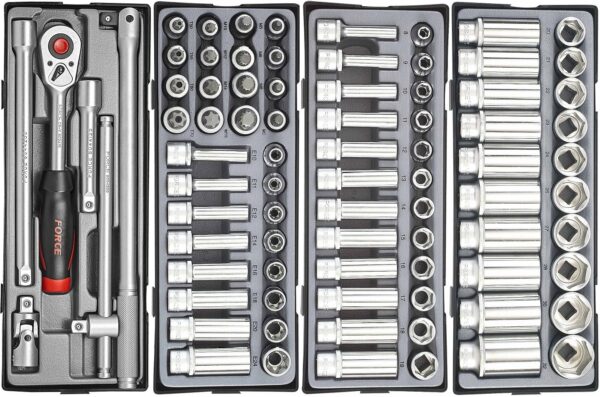 FORCE 10218C-376 Practical serie gereedschapswagen gevuld (376 delig) Zwart-21091