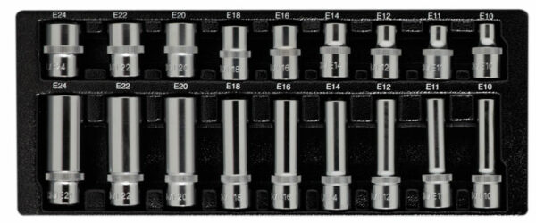 Deltach 126000 Doppenset 1/2" E-torx kort+lang 18 delig-0