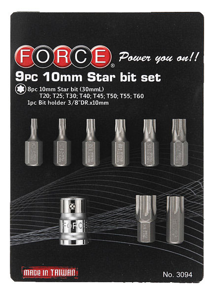 FORCE 3094 Bit set Torx 9 delig (Ø 10 mm)-0