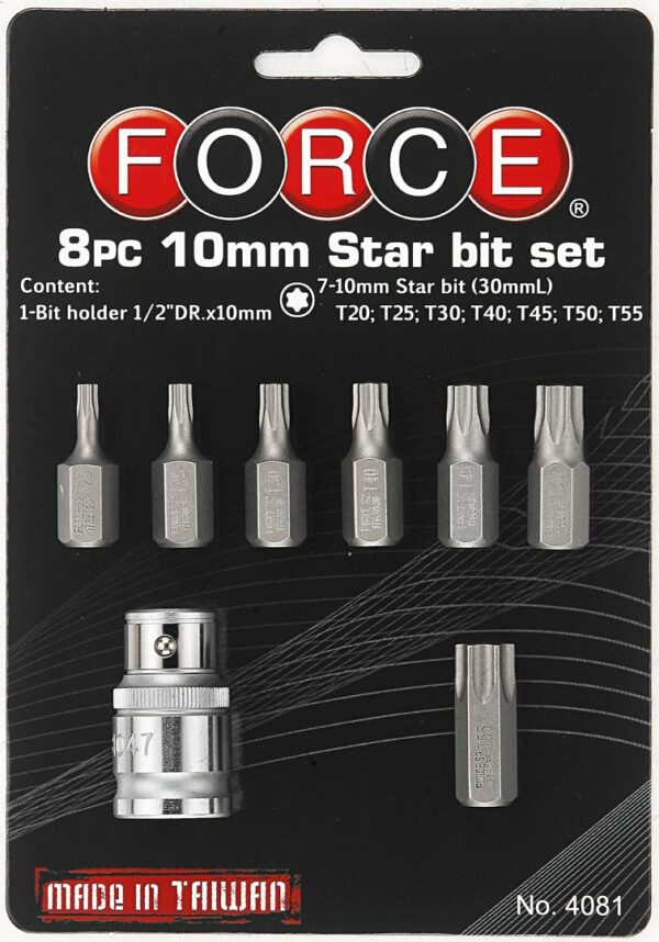 FORCE 4081 Bit set Torx 8 delig (Ø 10 mm)-0