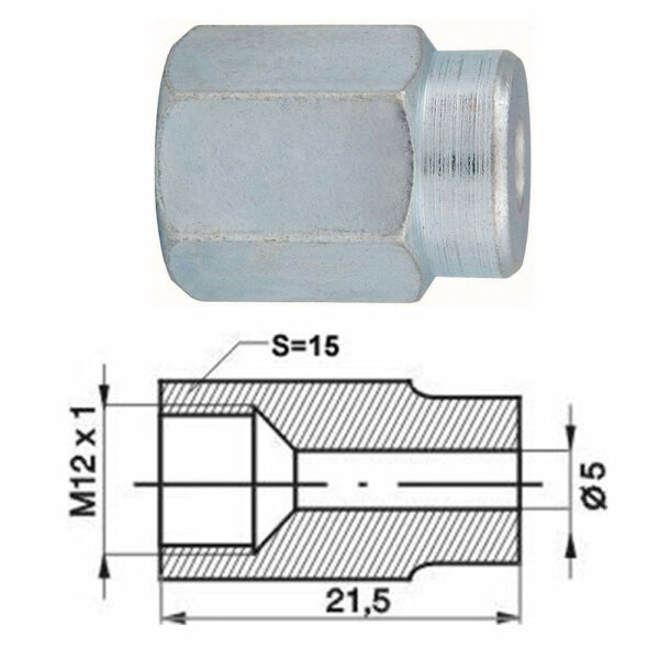 Remleidingnippel M12 x 1,00 mm - 10 stuks AL-RN107-0