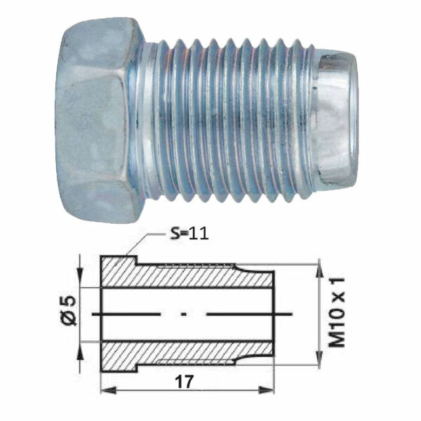 Remleidingnippel M10 x 1,00 mm - 10 stuks - Meest gebruikte-11754