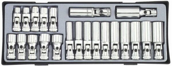 Force T3224 3/8" Doppenset met kniestukken 22 delig-0