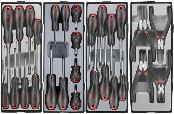 FORCE 10218R-303 Practical serie gereedschapswagen gevuld (303 delig) Rood-21062
