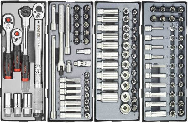 FORCE 10218R-376 Practical serie gereedschapswagen gevuld (376 delig) Rood-21101