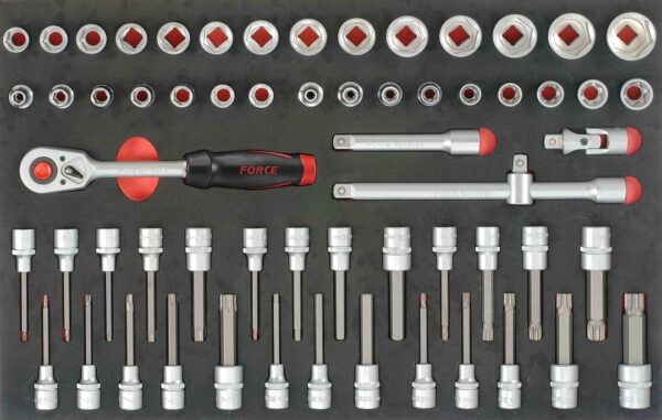 FORCE 10218R-326 Practical serie gereedschapswagen gevuld Foam (326 delig) Rood-21176