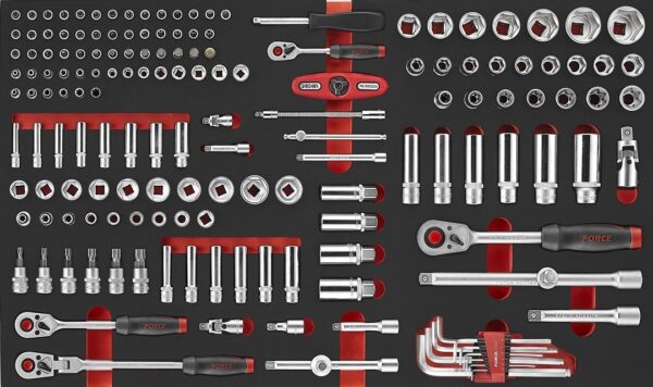 FORCE 10318R-531 Jumbo serie gereedschapswagen gevuld FOAM (531 delig) Rood-21898