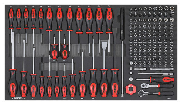 SONIC 764417 Gereedschapswagen S11 gevuld (644 delig) Rood-26878