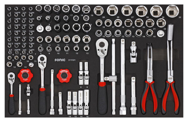 SONIC 737719 Gereedschapswagen S10 gevuld (378 delig) Grijs-10902