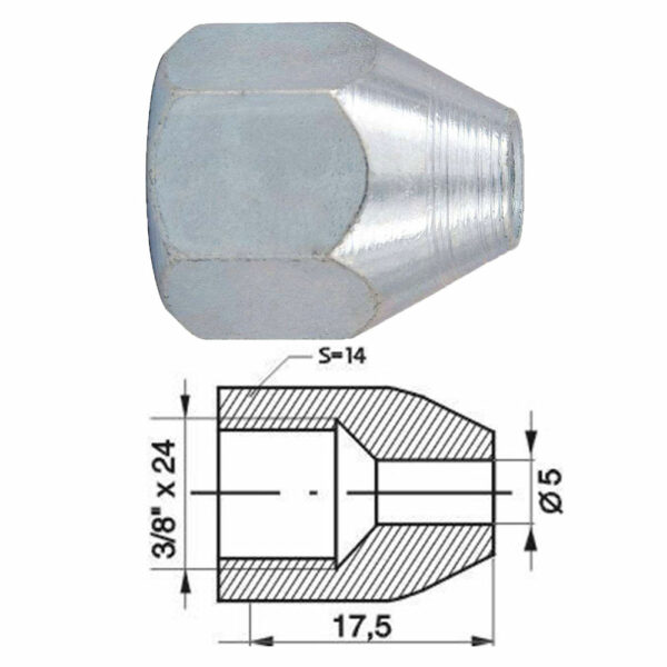 Remleidingnippel 3/8" x 24 - 10 stuks AL-RN110-0