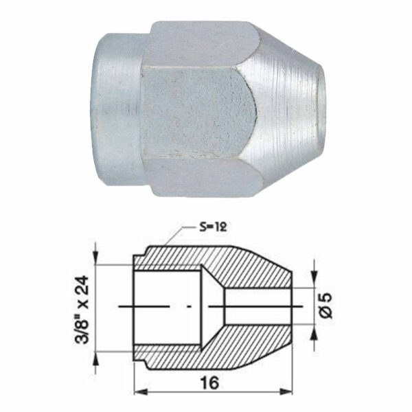 Remleidingnippel 3/8" x 24 - 10 stuks AL-RN111-0