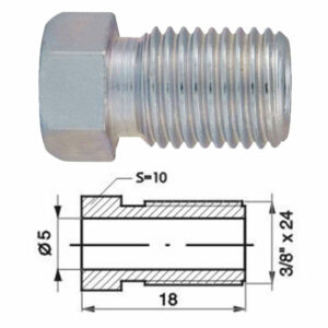 Remleidingnippel 3/8" x 24 - 10 stuks AL-RN115-0