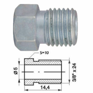 Remleidingnippel 3/8" - 24 - 10 stuks AL-RN117-0