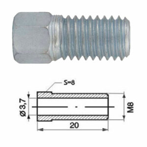 Remleidingnippel M8 - 10 stuks AL-RN120-0