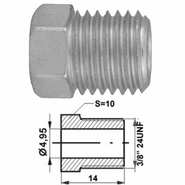 Remleidingnippel 3/8" x 24UNF - 10 stuks AL-RN166-0