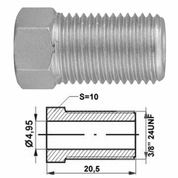 Remleidingnippel 3/8" x 24UNF - 10 stuks AL-RN167-0