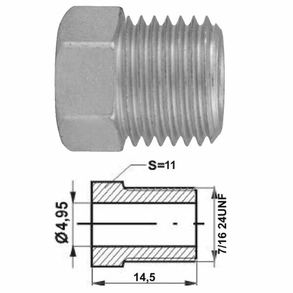 Remleidingnippel 7/16" x 24UNF - 10 stuks AL-RN169-0