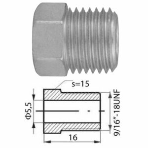 Remleidingnippel 9/16" x 18UNF - 10 stuks AL-RN171-0