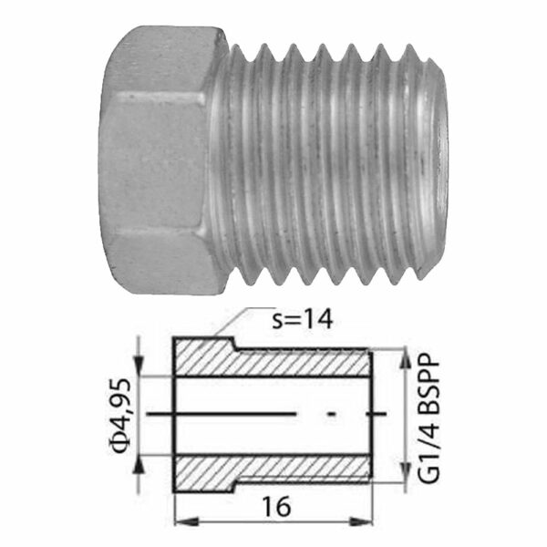 Remleidingnippel 1/4" BSPP - 10 stuks AL-RN173-0