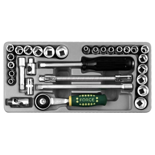 FORCE 2312-72-5 1/4" Doppenset 6-kant Metrisch en SAE 31 delig-12233