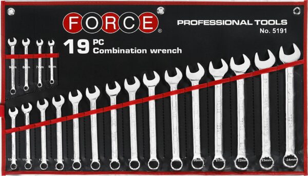 FORCE 5191 Steekringsleutelset 19 delig-0