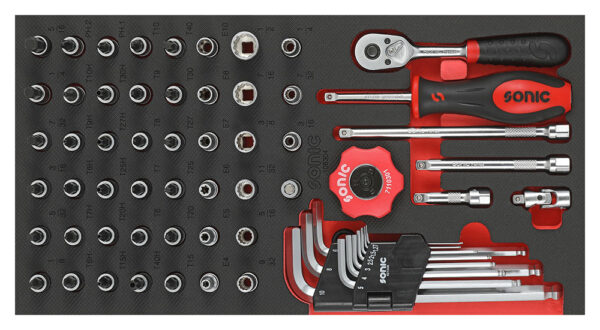 SONIC 727919 Gereedschapswagen S10 gevuld (279 delig) Grijs SAE-26305