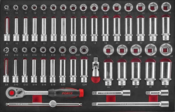 FORCE 10218R-415 Practical serie gereedschapswagen gevuld Foam (415 delig) Rood-15683