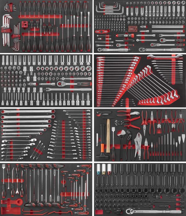 FORCE 10318R-610 Jumbo serie gereedschapswagen gevuld FOAM (610 delig) Rood-16408