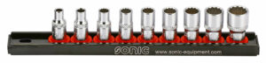 SONIC 100901 Doppenset 1/4'', 12-kant (SAE) 9-delig op rail-0