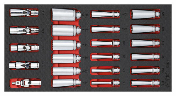 SONIC 202302 Doppenset 3/8'', lang 23-dlg. (SAE) SFS 1/3-0