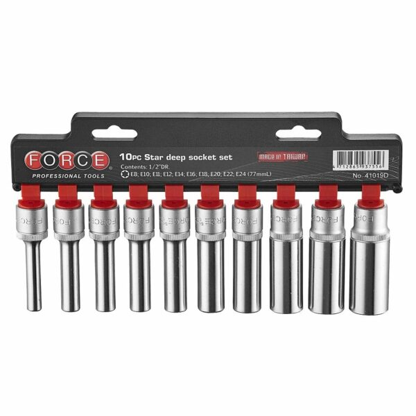 FORCE 41019D 1/2" Doppen set lang E-Torx 10-delig-0