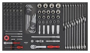 SONIC 213001 Doppen 1/4``, 3/8`` & sleutelset, 130-dlg. SFS