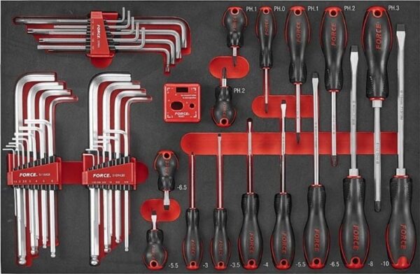 FORCE 10218C-208 Practical serie gereedschapswagen gevuld Foam (208 delig) Zwart-21145