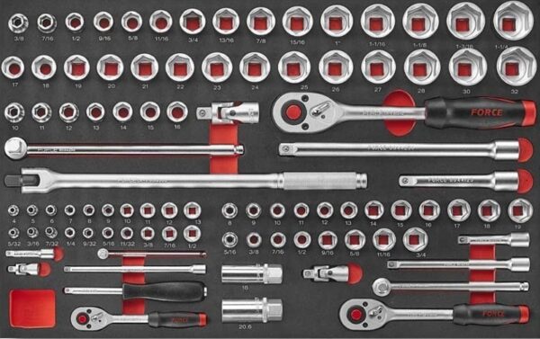 FORCE 10218R-208 Practical serie gereedschapswagen gevuld Foam (208 delig) Rood-21139