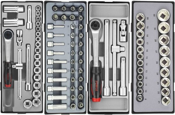 FORCE 10218C-258 Practical serie gereedschapswagen gevuld (258 delig) Zwart-21018