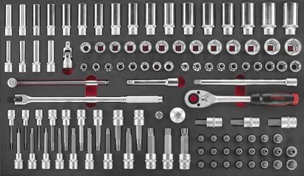 FORCE 10318R-607 Jumbo serie gereedschapswagen gevuld FOAM (607 delig) Rood-21948