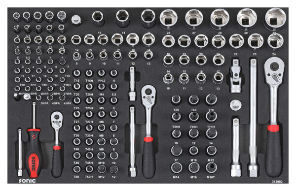 SONIC 726119 Gereedschapswagen S10 gevuld (261 delig) Grijs-23952