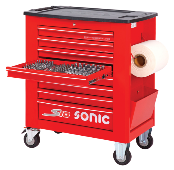 SONIC 717315 Gereedschapswagen S10 gevuld (173 delig) Rood-0