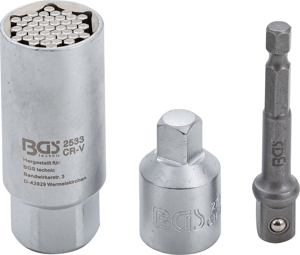 BGS 92533 Multi-dopsleutel adapter-set | mm (3/8") 9 - 21 mm | 3-delig