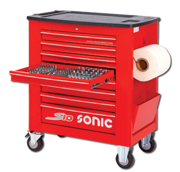 SONIC 733715 Gereedschapswagen S10 gevuld (337 delig) Rood-0