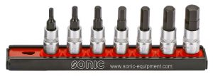 SONIC 100702 Bitdopset 1/4'', binnenzeskant (SAE) 7-dlg. op rail