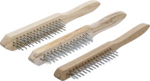 BGS 85815 Staalborstelset | houten handvat | 3 stuks