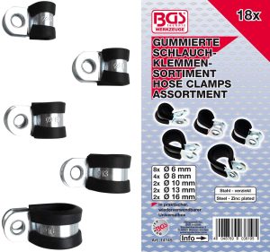 BGS-14145 Assortiment slangklemmen, met rubber | Ø 6 - 16 mm | 18-delig