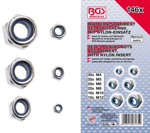 BGS-8135 Assortiment zeskantmoeren | zelfborgend | 146-delig