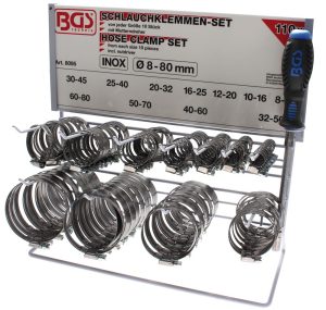 BGS 8095 Slangklem set | RVS | op displaybord | 111-delig