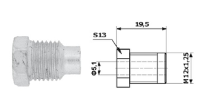 Remleidingnippel M12 x 1.25 mm - KON.TYP25