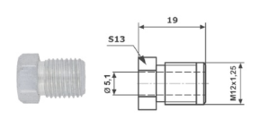 Remleidingnippel M12 x 1.25 mm - KON.TYP35