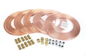Remleiding koper Ø 4,75mm x 5 meter | 5 rollen + Koppelstukken + Knelkoppelingen