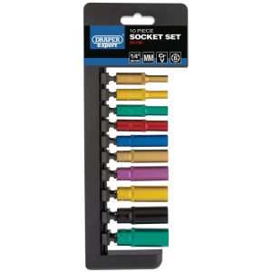 DRAPER D50158 Doppen set gekleurd | 1/4" | 6-kant | 10-delig